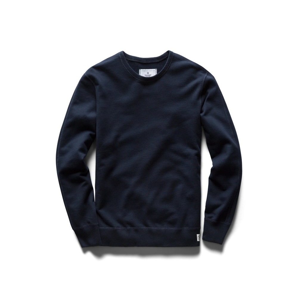 reigning champ navy blue SLIM FIT MIDWEIGHT TERRY CREWNECK sweater